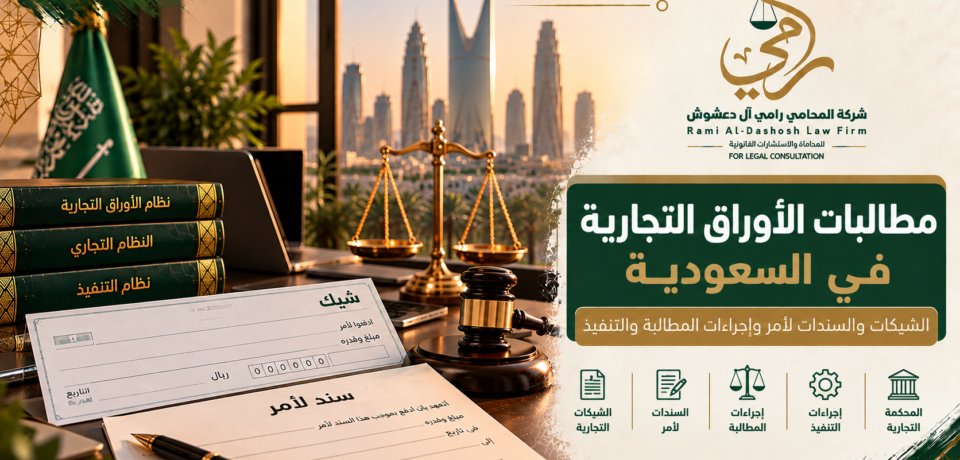 مطالبات الأوراق التجارية في السعودية مطالبات الأوراق التجارية في السعودية والشيكات والسندات لأمر وإجراءات التنفيذ